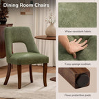 AQO Wooden Dining Chairs Set of 6, Mid Century Upholstered Kitchen Chairs Dining Room Chairs, Chenille Farmhouse Kitchen Chairs Dinner Chair for Kitchen Dining Room, Green