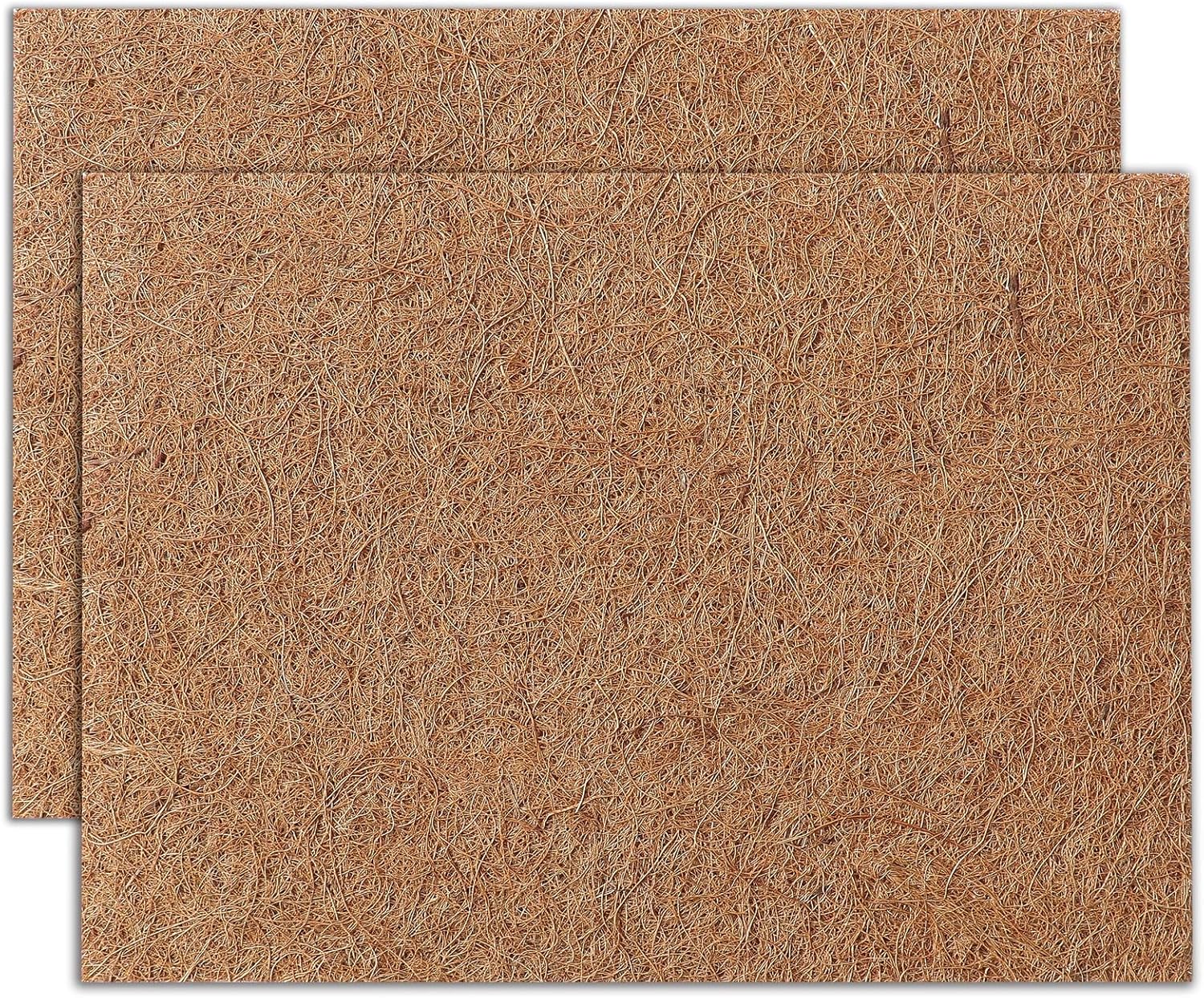 MAXPACE Natural Coconut Coir Liner Sheets - 14x11inch 2 Pcs Coco Fiber for Plant, Planter, Window Basket, Garden Decoration, and Pet Reptile Carpet or Mat