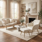 48”Small Loveseat Sofa, Modern Velvet Upholstered Mini Couch 2-Seater Fluffy Love Seat with Quilting Backs and Metal Legs for Small Space Living Room, Bedroom, Beige