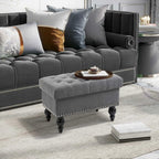 Versatile Upholstered Storage Ottoman with Tufted Lid and Nailhead Trim for Living Room, Bedroom or Entryway