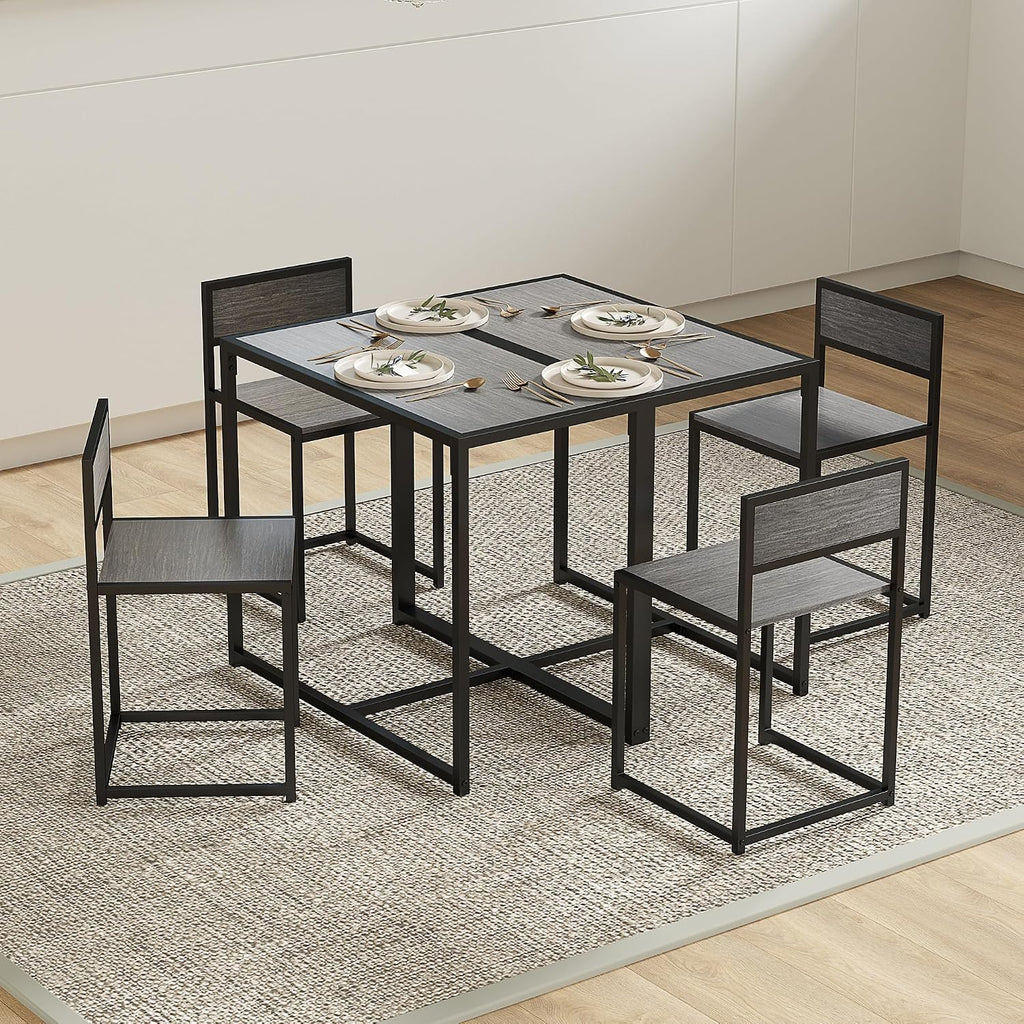 HOMCOM Dining Table Set for 2 for Small Space Room Grey | Kitchen Table and Chairs, Industrial Dining Set, Breakfast Nook