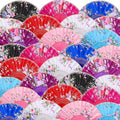 Geetery 30 Pcs Folding Hand Fan for Line Dancing Spanish Boots on The Ground Fans Gifts Bulk Colorful Silk Popping Rave for Women Tea Party Wedding Church Halloween Costume(Floral,Classic Colors)