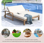Merax Acacia Wood Outdoor Daybed Sofa, Farmhouse Patio Sun Lounger with Adjustable Backrest, High-Density Cushions & Removable Wheels, Weather Resistant for Garden, Poolside, Backyard, Beige