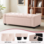 Mangodan 48" Ottoman with Storage, Soft Storage Ottoman Bench for Bedroom, Tufted Upholstered Window Benches, End of Bed Bench for Living Room, Entryway Bench with Seating, Foot Rest, Pink
