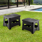 Folding Step Stool, 9 Inch Anti Slip Collapsible Stool Holds Up to 300 lbs, Sturdy Plastic Non Slip Lightweight Foot Stools Foldable for Kitchen, Bathroom, Home Use and Camping