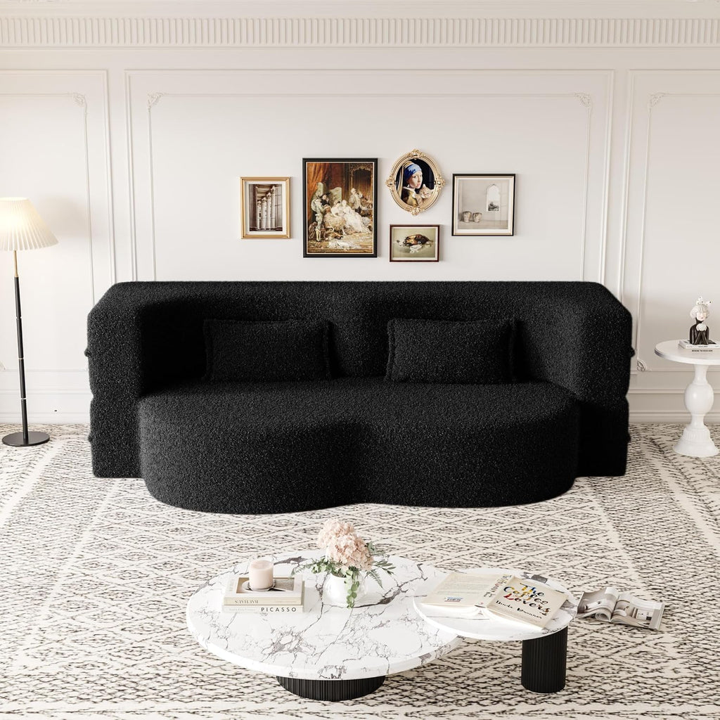 Black Modern Sleeper Sofa - Foam Filled & Assembly Free