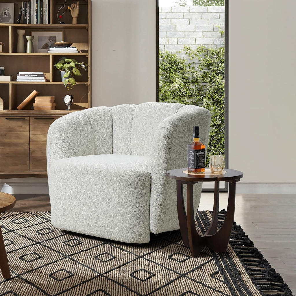 LuxenHome 18" Round Side Table, Mid-Century Modern Wood End Table with Criss-Cross Legs, Color Block Accent Bedside for Living Room, Bedroom Nightstand, Small Space Coffee Table