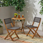 Wicker Patio Chairs Set of 2, Foldable Acacia Wood Outdoor Bistro Chairs with Woven Cane Seating for Garden, Backyard, or Balcony