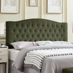 24KF Boucle Upholstered Tufted Button Queen Headboard and Comfortable Fashional Padded Queen/Full Size headboard,6025-Q-Boucle-Dark Green