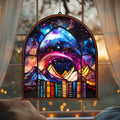 Galaxy Night Window Hanging Suncatcher Faux Stained Hummingbirds and Flowers for Women Elegant Home Wall Decor Sun Catchers Indoor Windown Suncatchers Windows Garden
