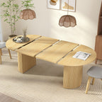 Extendable Dining Table 41–78 Inch, Round to Oval Expandable Kitchen Table for 4–8 People, Fluted Base Modern Farmhouse Design for Dining Room or Living Room, Natural Wood Finish