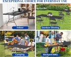 8FT Folding Tables – Heavy Duty Portable Foldable Picnic Table with Built-in Handle, 450 lb Capacity – Ideal for Events, Parties, Crafts, Camping & Dining (10-Pack, Black)