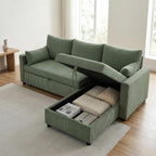 Ball & Cast 86" Sectional Sleeper Sofa Bed Pull Out Couches for Living Room | L Shaped Convertible Pull Out Sofa Bed with Reversible Storage Chaise and Side Pocket, 3-Seat Sofa for Small Space Apartment