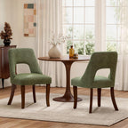 AQO Wooden Dining Chairs Set of 4, Mid Century Upholstered Kitchen Chairs Dining Room Chairs, Chenille Farmhouse Kitchen Chairs Dinner Chair for Kitchen Dining Room, Green