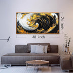 SIXTTART Abstract Living Room Pictures Wall Decor - Modern Office Artwork Wall Decor - Wooden Framed Wall Art for Bedroom Size 24" x 48"