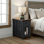 Martin Svensson Home Solid Wood Black and Brown Rustic Chairside End Table with Power and Storage