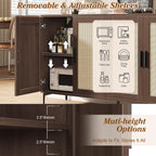 JASIWAY Buffet Cabinet with Storage, 48" Rattan Sideboard with Adjustable Shelves, Modern Coffee Bar Cabinet Console Table with Doors, Credenza for Kitchen, Living Room, Entryway, Dining Room, Walnut