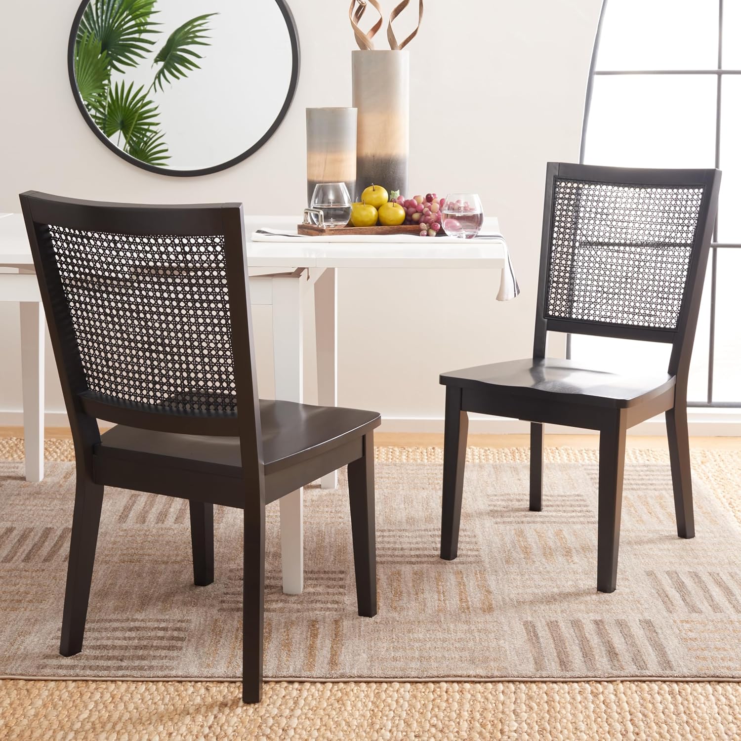 SAFAVIEH Home Collection Margo Coastal Black Dining Chair Set of 2