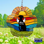 Personalized Dog Memorial Wind Spinner Metal Outdoor Art, Custom Rainbow Angel Wings 3D Kinetic Sculpture, Ornament Hanging Pet Sympathy Gifts for Dogs