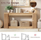Maupvit Fluted Wooden Console Table with 2 Storage, 71 Inches Rectangular Entryway Table Behind The Couch, Farmhouse Boho Sofa Table for Entrance, Hallway, Living Room (Natural)