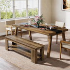 Tribesigns 63" Dining Bench for 2-3, Farmhouse Wooden Dining Room Bench with Storage Shelf for Kitchen & Dining Room