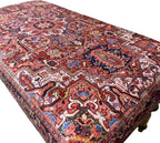 Boho Red Heriz Rug Upholstered Ottoman Bench, Piano Bench, Decorative Farmhouse Bench, Wood Bench, Entryway Footstool Ottoman Bench, Kitchen Dining Bench (18x18X36, Red Heriz)