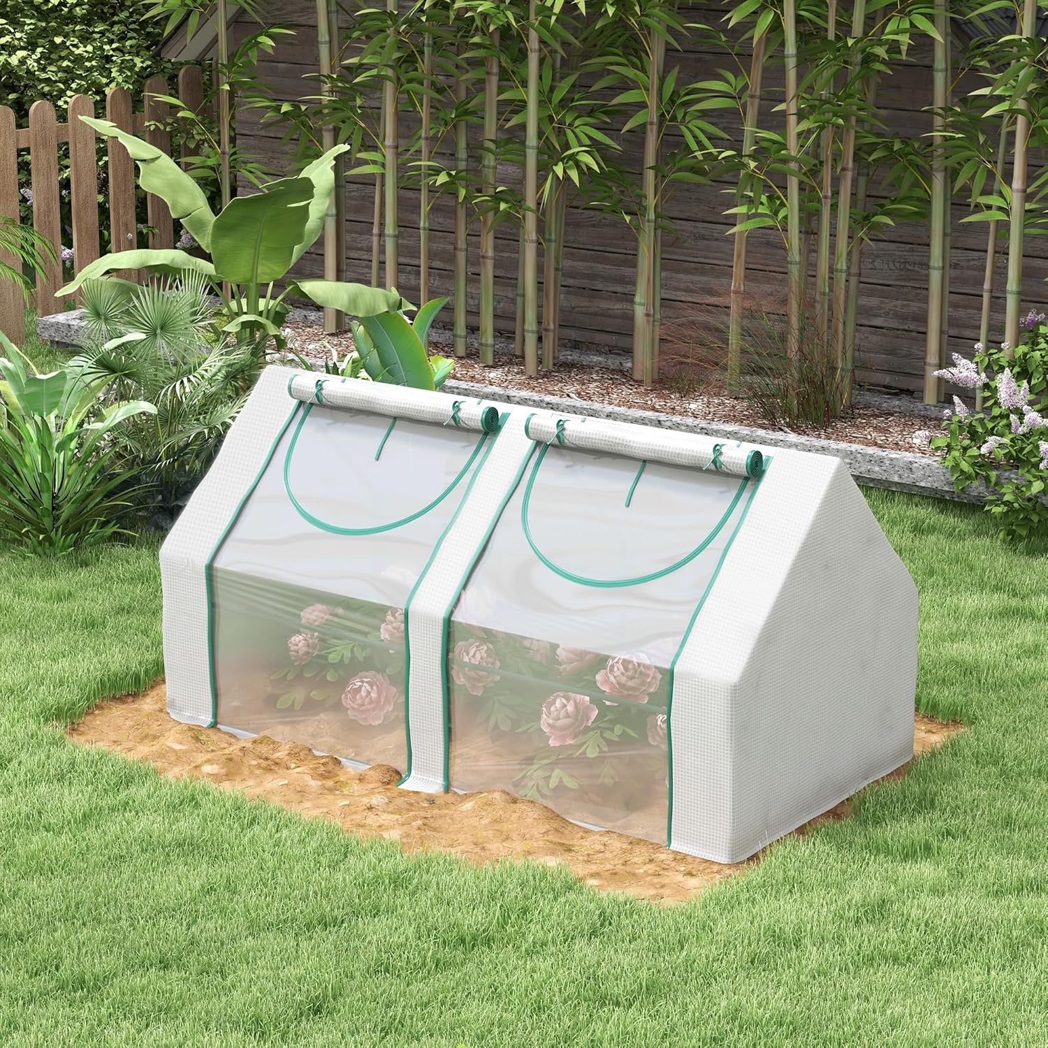 Outsunny 6' x 3' x 3' Portable Greenhouse, Garden Green House with 2 PE/Plastic Covers, Steel Frame and 2 Roll Up Windows, Clear