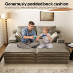 80” Oversized Double Lounge Chaise,Cloud Plush Sofa Bed,Upholstered Cloud Sofa Deep Seat,No Assembly Required,Modern Corduroy Sleeper Loveseat Chair for Living Room Bedroom Reading,Camel