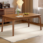47'' Solid Wood Dining Table for 4 People, Modern Dining Table with Curved Transitions, Farmhouse Kitchen Table for Dining Room, Living Room, Kitchen (Walnut, Table only, Rubberwood)