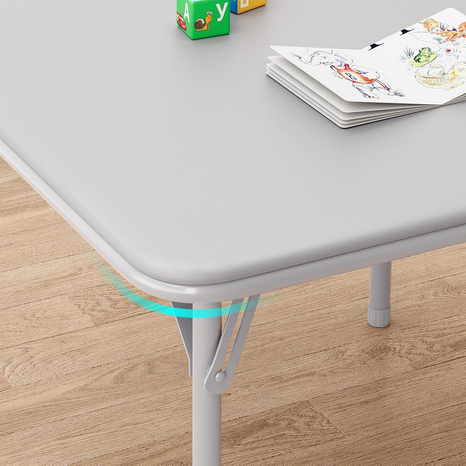 Kids Folding Table and Chairs Set 3-Piece PU Padded No Assembly | Fold-Flat Design + No Assembly + PU Padded Comfort – A Perfect Space-Saving Activity Set for Kids Ages 2-8