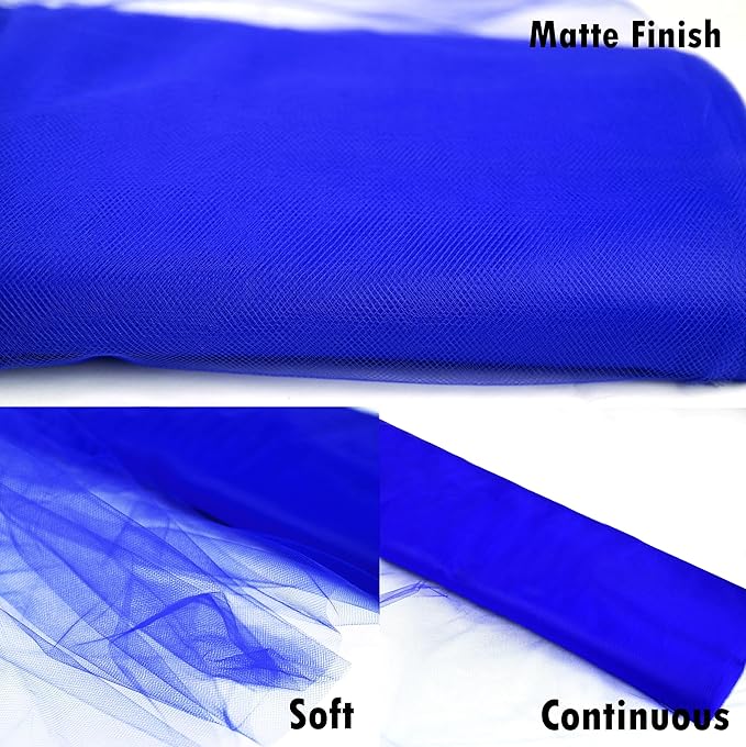 Craft And Party, Royal Blue Fabric Tulle Roll 54 Inch by 40 Yards (120 ft) Fabric Tulle Bolt for DIY Tutu Skirt, Wedding and Decoration (Royal Blue)
