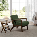 Yaheetech Accent Chair for Living Room, Corduroy Mid Century Modern Reading Armchairs with Lumbar Pillow for Bedroom, Decorative Sofa Chair for Adult Dark Green/Set of 2