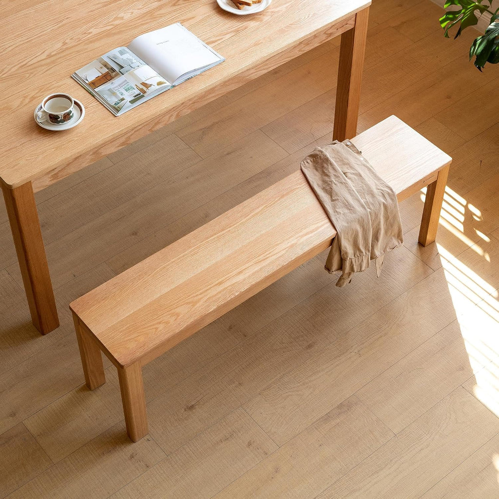 GDFStudio 39.37" Solid Oak Wood Dining Bench, Rectangular Wooden Bench Seating for Dining Room, Entryway, Bedroom, Living Room, Natural