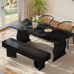 Tribesigns 47.24" Dining Bench, Modern Black Dining Table Bench with Sturdy Base, Wooden Kitchen Seating for Living Room, Entryway