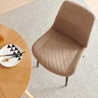Dining Chairs Set of 4, Modern Upholstered Faux Leather Dining Room Chairs with Diamond Quilted Cushion, Sturdy Metal Legs, Easy Assembly (4 Chairs, Beige)