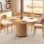Extendable Dining Room Table Round Dining Table for 4 6 8, 43"-59" Modern Wood Kitchen Table with Removable Leaves Extendable Dinner Tables|Living Room|Small Space