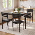 GarveeHome 5 Piece Dining Table Set, Industrial Style Dining Table and Chairs Set for 4, Kitchen Table Set for Dining Room Kitchen Apartment, Black