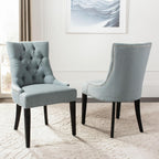 SAFAVIEH Home Collection - Abby Sky Blue Upholstered Dining Chair, Button Tufted Back, Nailhead Trim, Classic Accent Chair (MCR4701N)