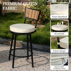 PIZZELLO Patio Swivel Bar Stools Set of 4, Outdoor Bar Height Chairs, Swivel Patio Bar Chair with Cushions, Counter Height Wicker Barstools for Outside Backyard Balcony