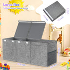 Extra Large Toy Box with Lids, Large Storage Chest Organizer, 40"x14"x16" | Collapsible Sturdy Kids Toy Chest Bins with Dividers for Boys Girls, Nursery Bedroom Playroom Organization, Gray