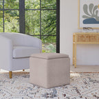 HomePop 17.5" Storage Ottoman with Tray Top - Light Brown Woven