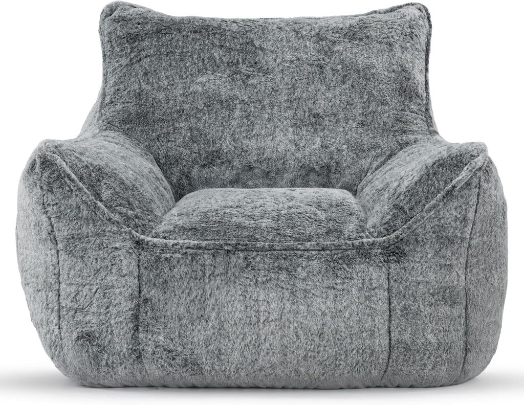 Cvortll Bean Bag Chair, Bean Bag Sofa, Faux Fur Bean Bag Chairs,with armrests and a Sturdy backrest, Suitable for Apartments, Living Rooms, bedrooms, Games, Reading (Gray)