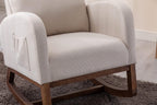 Rocking Chair,Nursing Chairs with Foot Rest for Mom, Rocker Glider Chair with High Backrest for Living Room, Bedroom, Upholstered Lounge Chair with Solid Wood Base for Relaxin (Beige)