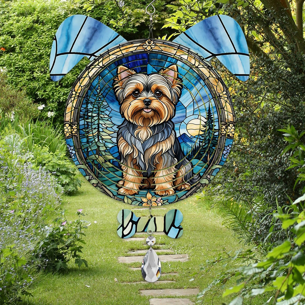Yorkshire Terrier Dog Ears Wind Spinner, Yorkshire Terrier Wind Spinner Hanging for Yard and Garden (Yorkshire Terrier)