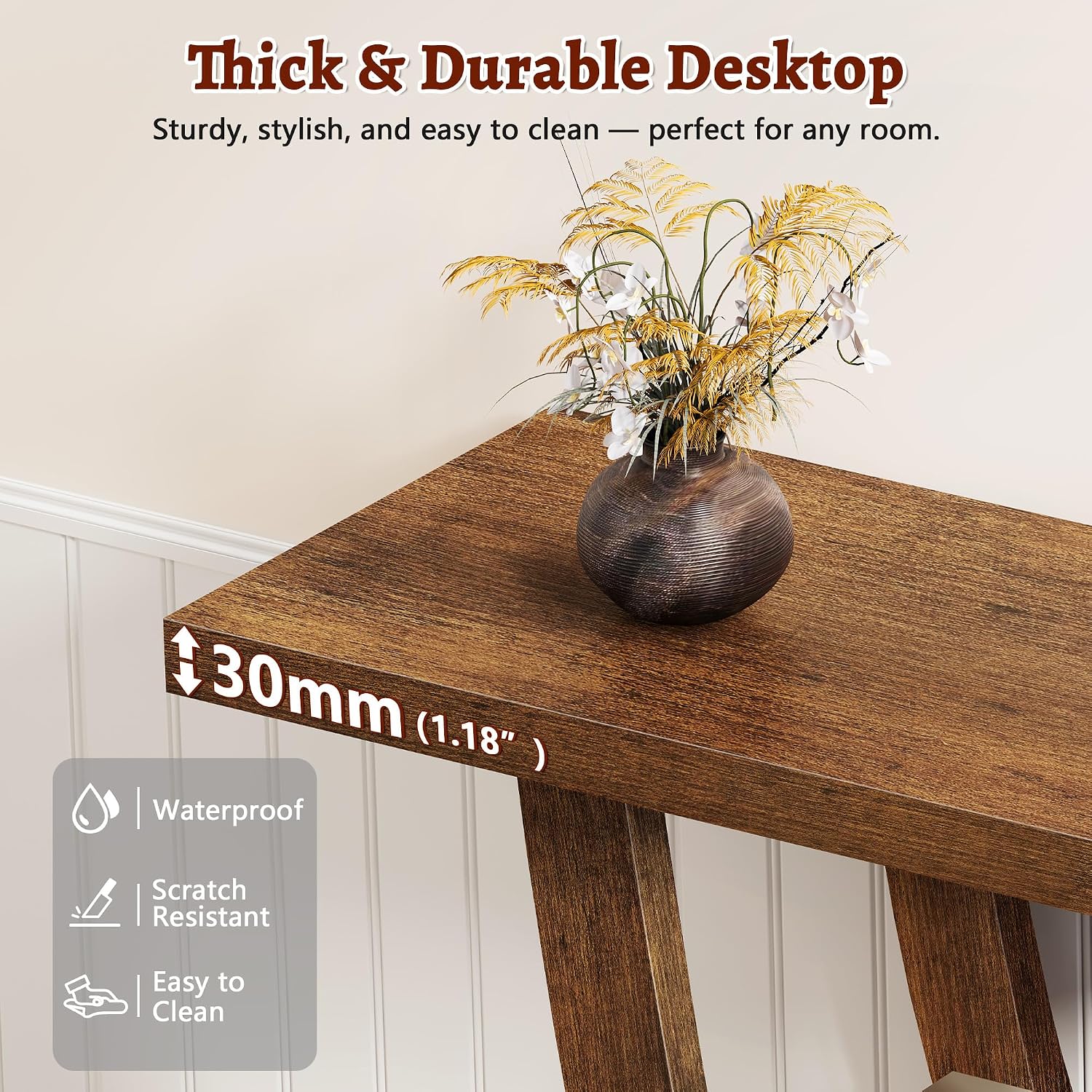 FAVOOSTY Entryway Table, 3 Tier Hallway Table, Console Tables for Living Room, Narrow Entrance Table with Storage, Sofa Table Behind Counch, Accent Table for Entry Foyer, Rustic Brown
