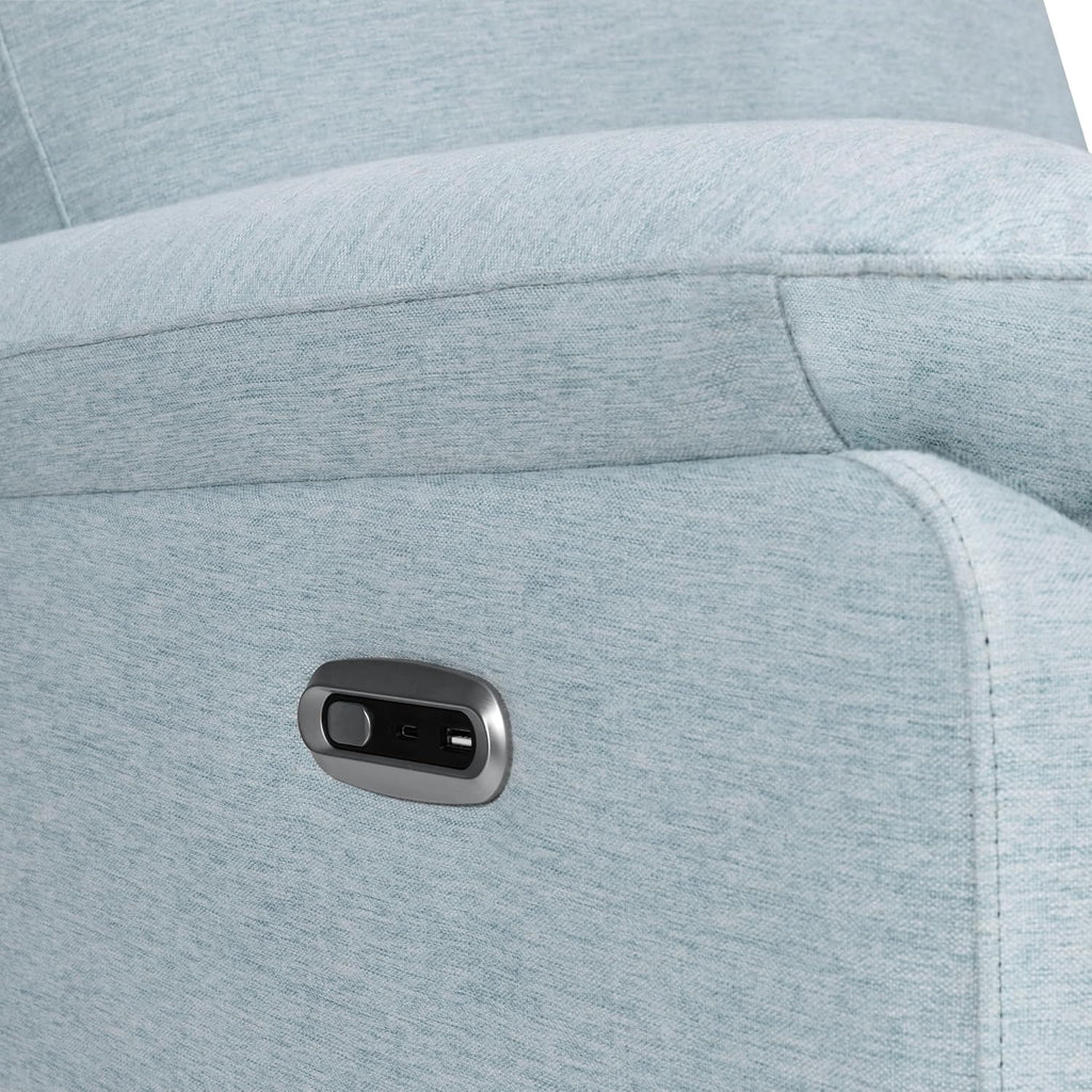 Davinci Suzy Electronic Swivel Recliner with USB Port in Heathered Blue, GREENGUARD Gold & CertiPUR-US® Certified