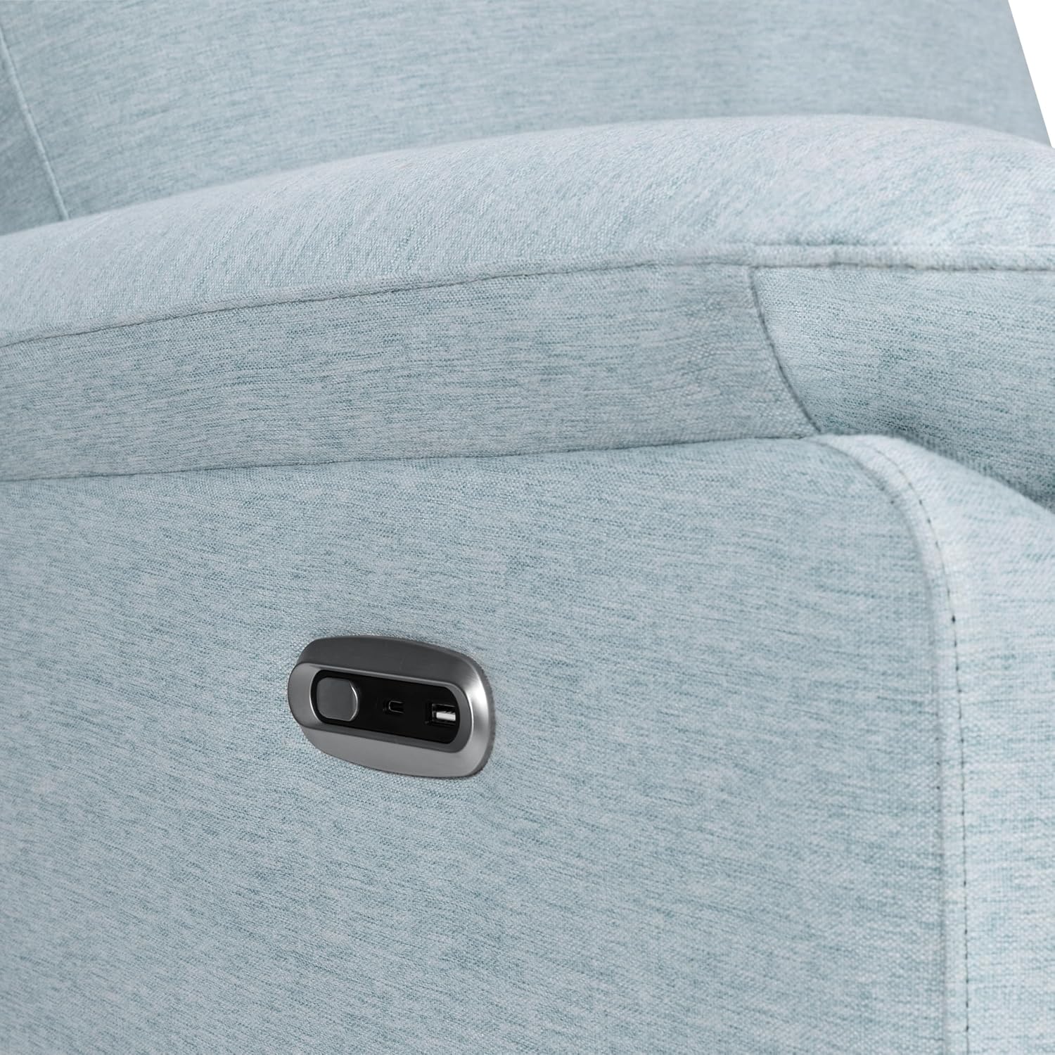 Davinci Suzy Electronic Swivel Recliner with USB Port in Heathered Blue, GREENGUARD Gold & CertiPUR-US® Certified
