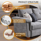 108'' Convertible Sectional Sofa with Storage, 4 Seat L Shaped Couch with Chaise and Cup Holder, Modern Microfiber Fabric Sofas Couches for Living Room, Light Grey