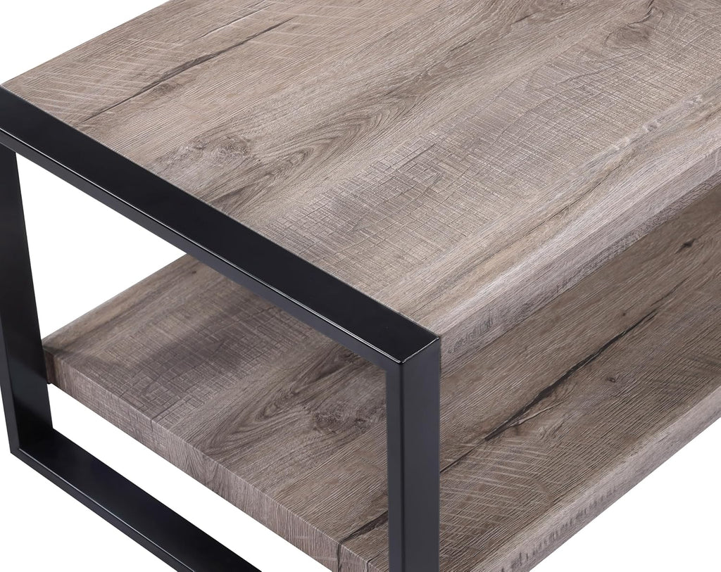 Brown/Gray Finish End Table, Small Side Table for Couch, Bedside Table for Small Space, Living Room, Easy Assembly, Wood 23.5"x23.5"x23.5"