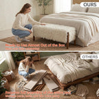 Modern Storage Benches with Walnut Wood Legs, 47'' Ottoman Bench with 20 Gallons Storage Space for Bedroom End of Bed, Faux Fur Fabric Upholstered Entryway Bench, Beige